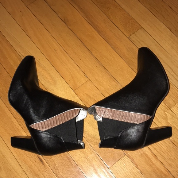 MARK Black Faux Leather Heeled Ankle Boots - Picture 4 of 7